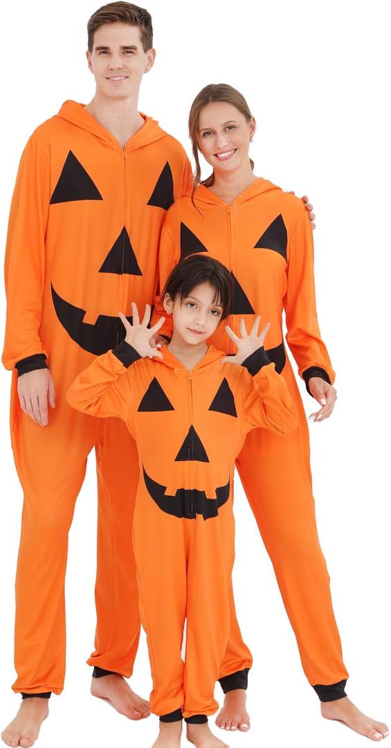 ANGELGGH Matching Halloween Onesie Pajamas Family Holiday Hooded PJs Adult Couples One Piece Sleepwear Funny Ugly Loungewear (XL)