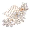 Rose Gold Wedding Hair Comb With Pearls and Crystals Wedding Hair Accessories Bridal Headpiece Or For Parties (Rose God)