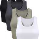 Boao 4 Pieces Basic Crop Tank Tops Sleeveless Racerback Crop Top for Women, Medium