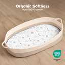 2 x 2-Pack Organic Bassinet Sheets for Girls, Boys - 100% Cotton Bassinet Mattress Sheets Compatible with Halo Bassinest Swivel Sleeper, Graco, Baby Delight, Chicco, Fitted Bassinet Sheets (KeaSafari)