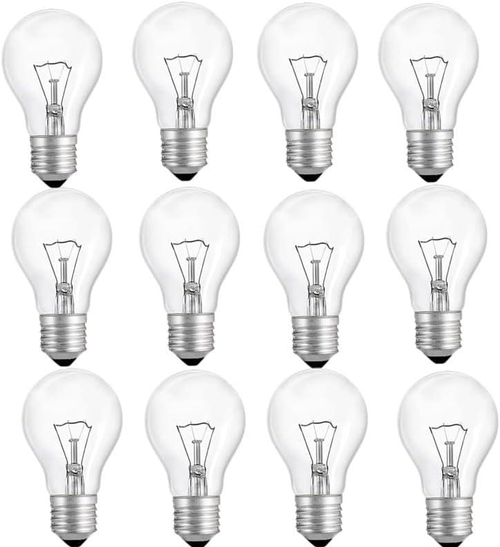 100 Watt Incandescent Light Bulbs, A19 Clear Incandescent Rough Service Light Bulb,A19 100 WATT Incandescent Bulb Shatter Resistant Rough Service Light Bulb 100 WATTS A19 Shape (12Pack)