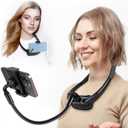 Cell Phone Stand, Neck Cell Phone Holder, Hand Free Flexible Gooseneck Phone Holder for Bed, Neck Phone Holder POV/Vlog Selfie Mount, Universal Multi-Functional Phone Stand for 4.7''-6.7'' Phone (Black)