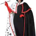 NatuBeau Halloween Costumes Woman 2025, Dalmatian Halloween Costumes Set with Hooded Cape, Red Gloves and Accessory Holder
