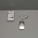 Bluetooth Wireless Mouse for MacBook Air Mac Pro Laptop Computer iPad Pad PC Optical Rechargeable Silent Mouse with Dual Mode Switch Mouse Bluetooth 5.2/ 3.0 and 2.4GHz USB Type-C Receiver (Silvery)