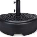 Home Zone Living 40lb Half Round Fillable Patio Umbrella Base Stand, 18in, Pole Holder, Water or Sand, Fits Poles Up to 1.9in(48mm) Diameter, UV Resistant, Lawn, Deck, Backyard, Garden, USA-Based