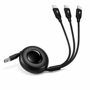 Multi USB C Charging Cable 3 in 1 Fast Charger Cord 3A Retractable Cable Coiled 100W 3.3ft Multi Charger USB with Type C/L/Micro USB Ports for Cellphones,Android,iOS,Tablets,Laptop,All Devices