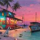 500 Piece Jigsaw Puzzle for Adults Beach Bar Jigsaw Puzzles 500 Pieces, Tropical Coastal Seaside Puzzles for Adults 500 Pieces, Challenging Perfect for Game Nights, 20.5 X 15 in