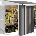 DWVO 7x4 FT Outdoor Weatherproof Storage Shed, Secure Metal Bike Shed w/Lockable Entry, Garden Storage Solution for Lawn Equipment, Tools, Waste Bin, Dark Gray