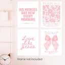 FGFK Girly Pink Christian Wall Art Prints Set of 4, Lamentations 3:23 Psalm 16:11 Psalm 27:1 Bible Verse Preppy Posters Pictures Wall Decor for Girls Room Dorm Apartment, 8x10 Unframed