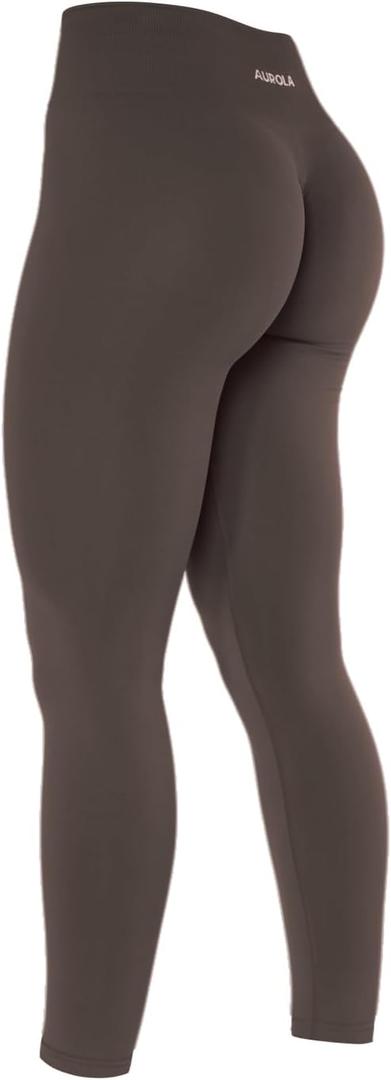 AUROLA Dream Collection Workout Leggings for Women High Waist Seamless Scrunch Athletic Running Gym Fitness Active Pants (Medium, Chestnut Brown)