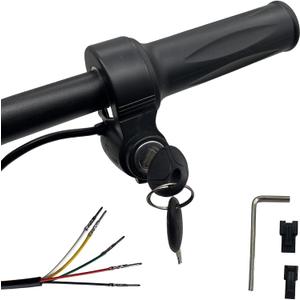 Ebike Full Twist Throttle with Key Ignition 5 pin, 12v-72v Universal Voltage, Ridstar Q20 Electric Bike Throttle Replacement