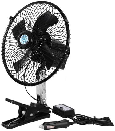 CYDZSW 12v Car Fan that Blow Cold Air,360° Adjustment Small 12 Volt DC Clamp Fans,90° Oscillating Clip Fan for RV,Vehicles and Forklift (8inch)