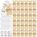Wettarn 50 Sets Small Tiny Plush Bear Bulk 4.72 Inch Mini Stuffed Animals Small Bear Party Favors with Thank You Tags and Mesh Bags for DIY Keychain Birthday(Brown)