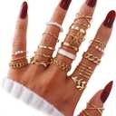 IFKM 51 Pcs Gold Knuckle Rings Set For Women Girls Vintage Stackable Joint Finger Midi Rings Dainty Cubic Zirconia Crystal Simple Twist Hollow Cute Rings Pack Jewelry Gift