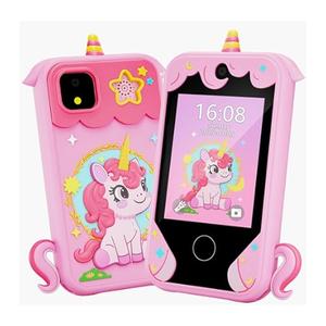 Kids Phone for Girl Toys, Christmas Birthday Gifts for Age 3-10 Year Old Girls Boys Toys, Kids Toddler Smart Phone, Detective Educational Learning Toys with 2.8" Touchscreen, Music Video Game (Pink)