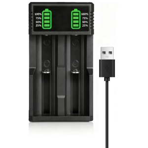 3.7 USB Battery Charge, 2 Bay LCD Display Smart Universal USB Battery Chargers for Flashlights, Headlamps, Doorbells, RC Cars, Outdoor Garden Lights, etc