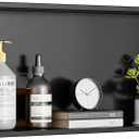 304 Stainless Steel Recessed Shelf,Over Mount Installation for Bathroom & Shower Wall,Waterproof (Black, 24 X 12 X 4 Inches)