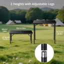 Anbte 3ft Camping Table Foldable with Storage Net, 3 Heights Max 29.5" Aluminum Camping Table with Portable Handle, Lightweight, for Travel Outdoor Beach Picnic Patio Indoor, 36" x 24", Pure Black, 36"L x 24"W x 29.5H"