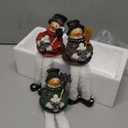 Lulu Home Christmas Snowman Decorations, 3 Packs Resin Snowman Shelf Sitters with Plush Dangling Legs, Snowman Figurines for Winter Xmas Tabletop Mantel Fireplace Home Holiday Decor