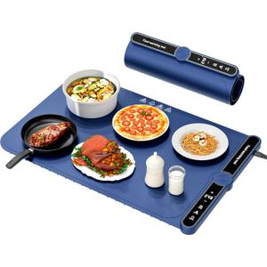 LYSXP 2025 Food Warming Mat, 15x23.6Inch 9-Level Temperature Adjustment, Multi-Functional Food Heater for Parties and Daily Use (Blue)