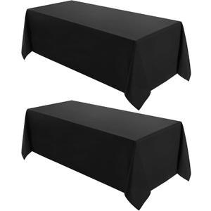 VidaFete 2 Pack 90*132inch Rectangle Tablecloth Polyester Table ClothStain Resistant and Wrinkle Polyester Dining Table Cover for Kitchen Dinning Party Wedding Rectangular Tabletop Decoration(Black)