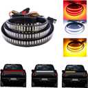 59" Truck Tailgate Light Bar, Triple Row LED Light Strip with Red Brake White Reverse Amber Turn Signal Lights, IP67 Waterproof Strobe Lights, Truck Accessories for Pickup