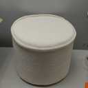 Round Pouf Ottoman and Foot Rest, Soft Boucle Footstool Ottomans for Living Room, Comfort Sponge Stuffed Poofs for Couch Desk Resting Your Feet, White(17.1" D x 17.1" W x 14" H)