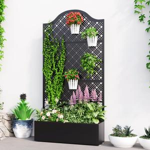 Metal Planter Box with Trellis & Privacy Screen, 79"x40"x11.8", Galvanized