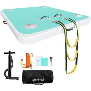 Inflatable Floating Dock Water Platform - Multi-Person Non-Slip Swim Mat for Pool, Lake, Beach, River, Ocean - 8ft Heavy-Duty Floating Island Raft for Adults-Inflatable Air Gymnastics Mat (5x6x0.5ft)
