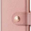 Women Wallet RFID Blocking Wallet for Women, Slim Small Size, Top Grain Leather, Pop up Credit Card Holder, Trifold, Minimalist, Pink Saffiano 9-11 Cards Capacity ID Window Cash Pocket,Gift for Her, Pink-Saffiano
