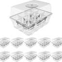 Gardzen 10 Pack Seed Starting Tray, Plant Germination Trays, Seed Starter Kit with Adjustable Humidity Vented Dome and Clear Base, Plant Growing Kit 6.6" x 4.5", Total 120-Cell, Clear