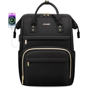 LOVEVOOK Laptop Backpack for Women,17 Inch Professional Womens Travel Backpack Purse Computer Laptop Bag Nurse Teacher Backpack,Waterproof College Work Bags Carry on Back Pack with USB Port,Black