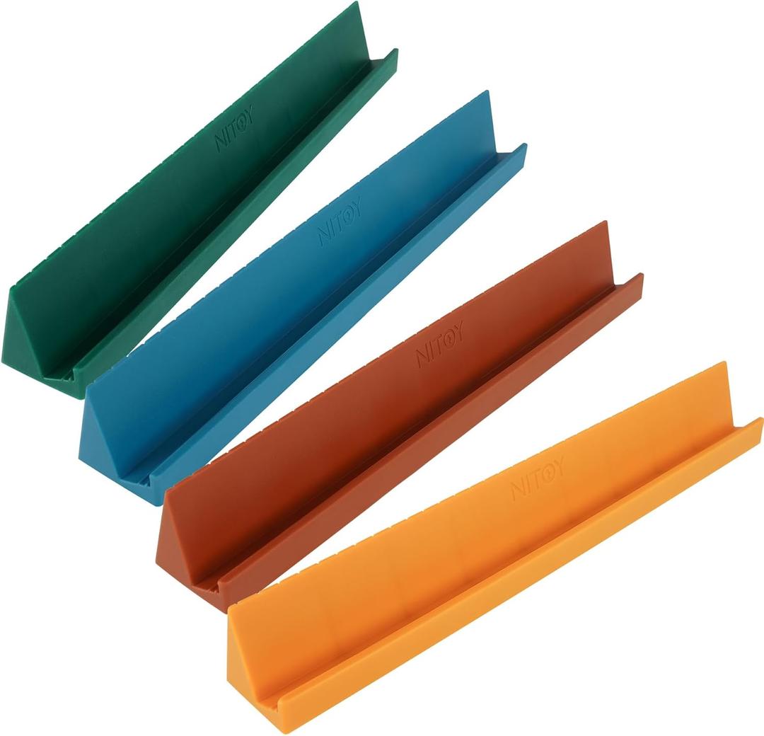 4PCS Silicone Domino Racks for Adults 10x1.18x1.18 inches, 3 Tilt Options Anti-Slip Domino Holders for Multiplayer Family Game Nights, Compatible with Double-Six Dominoes (Dominoes NOT Included)