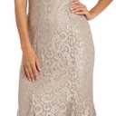 R&M Richards Women's Glitter Lace Cold Shoulder Mermaid Gown - Long Stretch Floral Empire Waist Evening Dress (10)