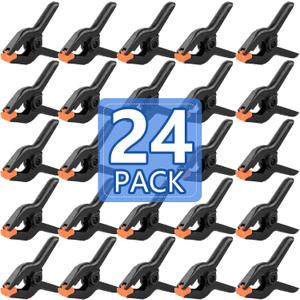 24 Pack 3.5 inch Plastic Spring Clamps, Black Heavy Duty Clips, Backdrop Clips, Plastic Clamps for Crafts, Backdrop Stand, Woodworking, Photography
