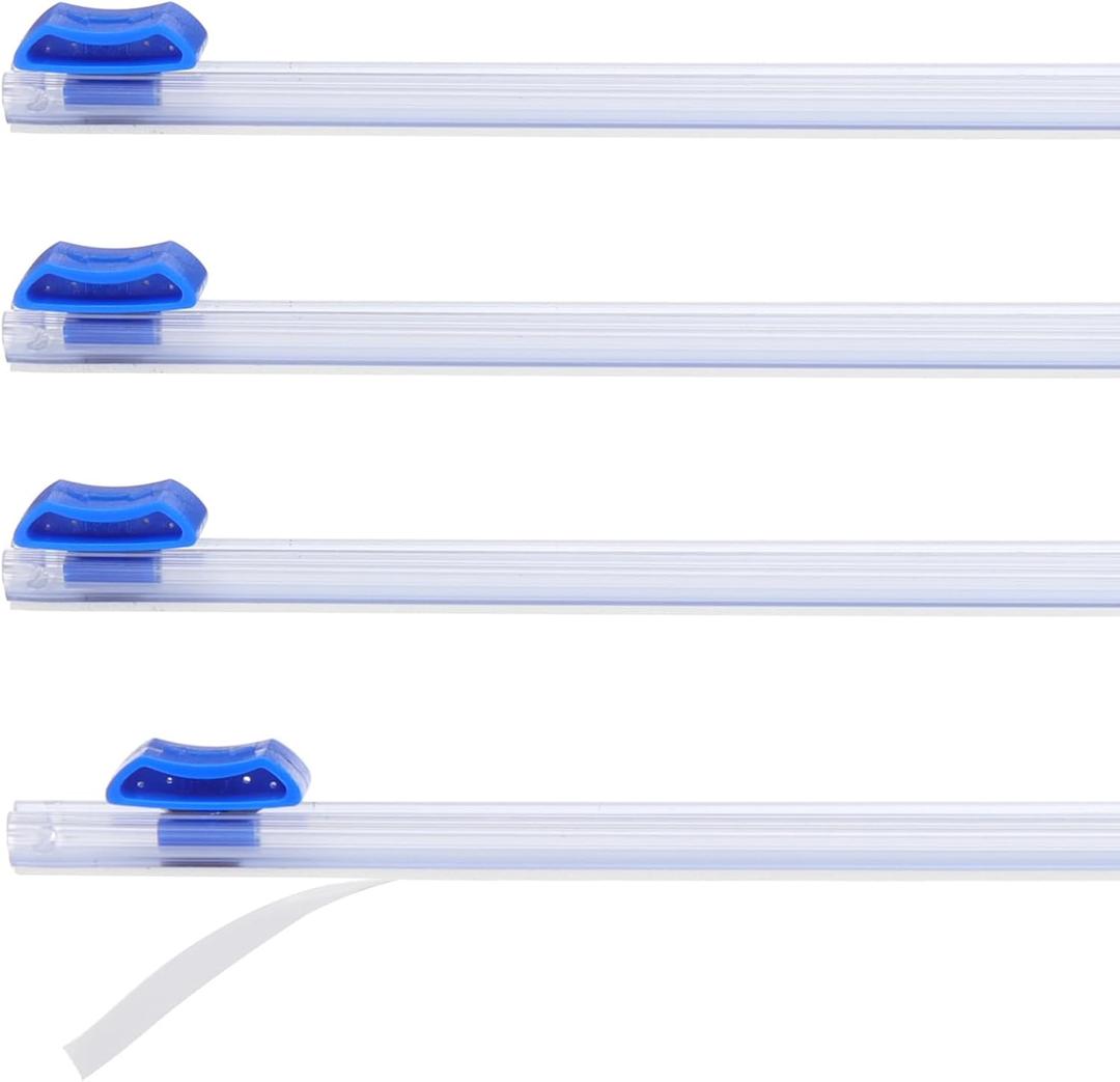 PATIKIL 4pcs Plastic Wrap Cutter, 14in Plastic Wrap Slide Cutter Self Adhesive Installation Replacement for Aluminum Foil Wax Paper Parchment Paper Wrap Dispenser, Blue
