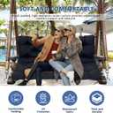 Porch Swing Replacement Cushions: 2-3 Seater Outdoor Waterproof Swing Cushions with Ties - Thick Swing Cushion with Backrest for Garden Patio Furniture Loveseat, Black, 40x40in