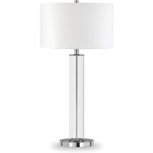 Harlow 29" Tall Table Lamp with Fabric Shade in Clear Glass/Polished Nickel/White