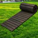 12FT Wooden Garden Pathway, Extra Long Outdoor Cedar Walkway, Roll-Up Boardwalk with Anti-Slip Surface for Garden, Muddy Areas, Events & Heavy Duty Use