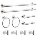 NearMoon 10 Pieces Bathroom Hardware Set SUS304 Thicken Stainless Steel-Towel Rack Kit Include 24" Towel Rod + Bath Towel Ring + Toilet Paper Holder + Robe Towel Hooks Bath Accessories (Nickel)