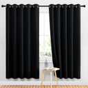 NICETOWN Blackout Curtains Panels for Living Room, 2 Panels, 66 x 70 Inch, Black, 3 Pass Microfiber Noise Reducing Thermal Insulated Solid Ring Top Blackout Window Drapes