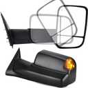 Towing Mirrors Driver Passenger Side for 2009-2018 Dodge Ram 1500, 2019-2024 Ram 1500 Classic, 2010-2018 Ram 2500 3500 with Power Heated, Temperature Sensor, Smoke Signal Light, Puddle Light