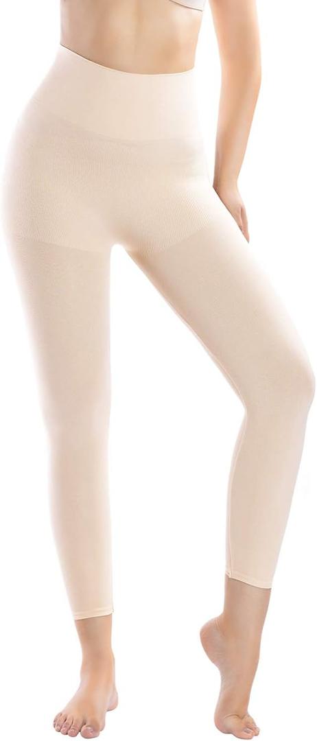 MD Shapewear for Women Tummy Control Seamless High Waisted Light Compression Footless Tights Leggings L
