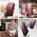 Defencase Compatible with Galaxy A16 5G Case Wallet with RFID Blocking Card Holder for Women and Men, PU Leather Magnetic Snap Flip Zipper Strap Wallet Phone Case for Samsung Galaxy A16/ 5G, Wine Red