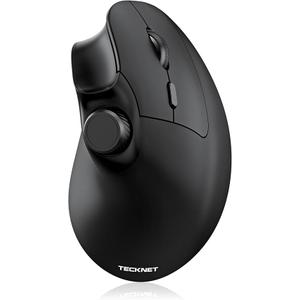 TECKNET Ergonomic Mouse, Rechargeable Wireless Bluetooth Mouse (BT 5.0/5.0+2.4G), Vertical Mouse with Volume Knob, Quiet Clicks, Cordless Mice 6 Adjustable DPI with USB A Receiver, Wide Compatibility
