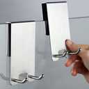 Taozun Over The Door Hooks - Stainless Steel Shower Towel Hooks, Squeegee Holder, Frameless Glass Shower Door, 2 Packs 