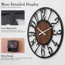 Industrial Wood Metal Cutout Numeral Silent Wall Clock, 16in