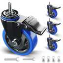 4" Caster Wheels Heavy Duty 2200Lbs 3/8 Threaded Stem Casters Set of 4 | 3/8"-16 x 1,Polyurethane (PU), 360 Degree No Noise Wheels for Furniture, Cart, Tool Box, Workbench, Wire Shelving