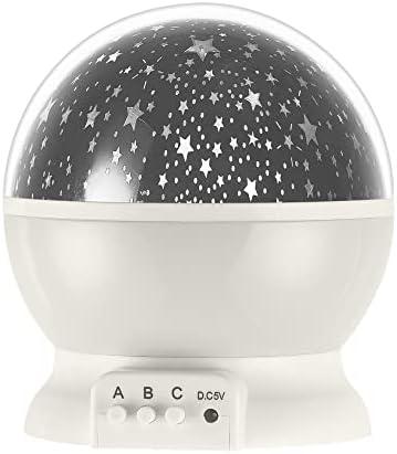 GLOBE Electric 13766 LED Integrated Color Changing Space Projector Night Light, 4 Interchangeable Projection Patterns, Removeable Dome Diffuser, USB or Battery Powered, Bulb Not Included