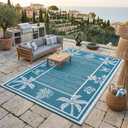 Garvee Outdoor Rug 9x12 Waterproof for Patios, Reversible Plastic Straw Rug, Tropical Leaf Indoor Outdoor Rugs, Large Area Rug for RV, Camping, Deck, Picnic Mat, Outside Carpet